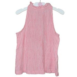 •UNIVERSAL THREAD•PINK/WHITE GUAZE MATERIAL RUFFLE HIGH NECK TANK TOP SIZE SMALL